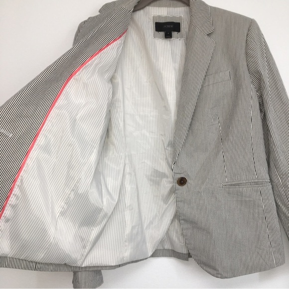J Crew Black and White Stripe Button Blazer women’s size 8 NWOT - Picture 6 of 7